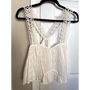 🤍 Free People Off-white Flowy Crop Top/Tank Top